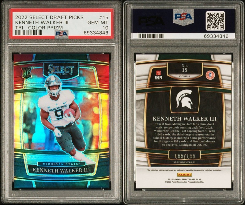 PSA 10 | Kenneth Walker III /199 (RC) 2022 Select Draft Picks Tri-Color Prizm
