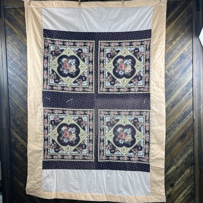 Throw Quilt 42  X 60  Brown Pink Floral