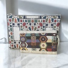Tapestry Clutch Bags, Set of 2 - Zippered Pouch with Turkish Traditional Pattern