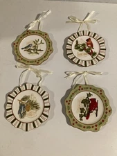 NEW MWM Market Woodland Bird Decor Set Four Wall Hanging Dishes 4” Diameter