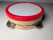 Melissa & Doug Wooden Tambourine Red Kids Musical Instrument Toy