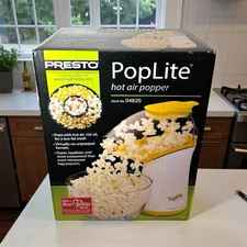 Presto Poplite Popcorn Machine Stock No. 04820 Hot Air Popper White Yellow - NEW