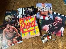 PRO WRESTLING CRATE Merch Lot 9 shirts, pins, poster signed photos New