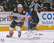 Trevor Zegras Signed Autographed 16x20 Photo Anaheim Ducks NHL Debut Fanatics