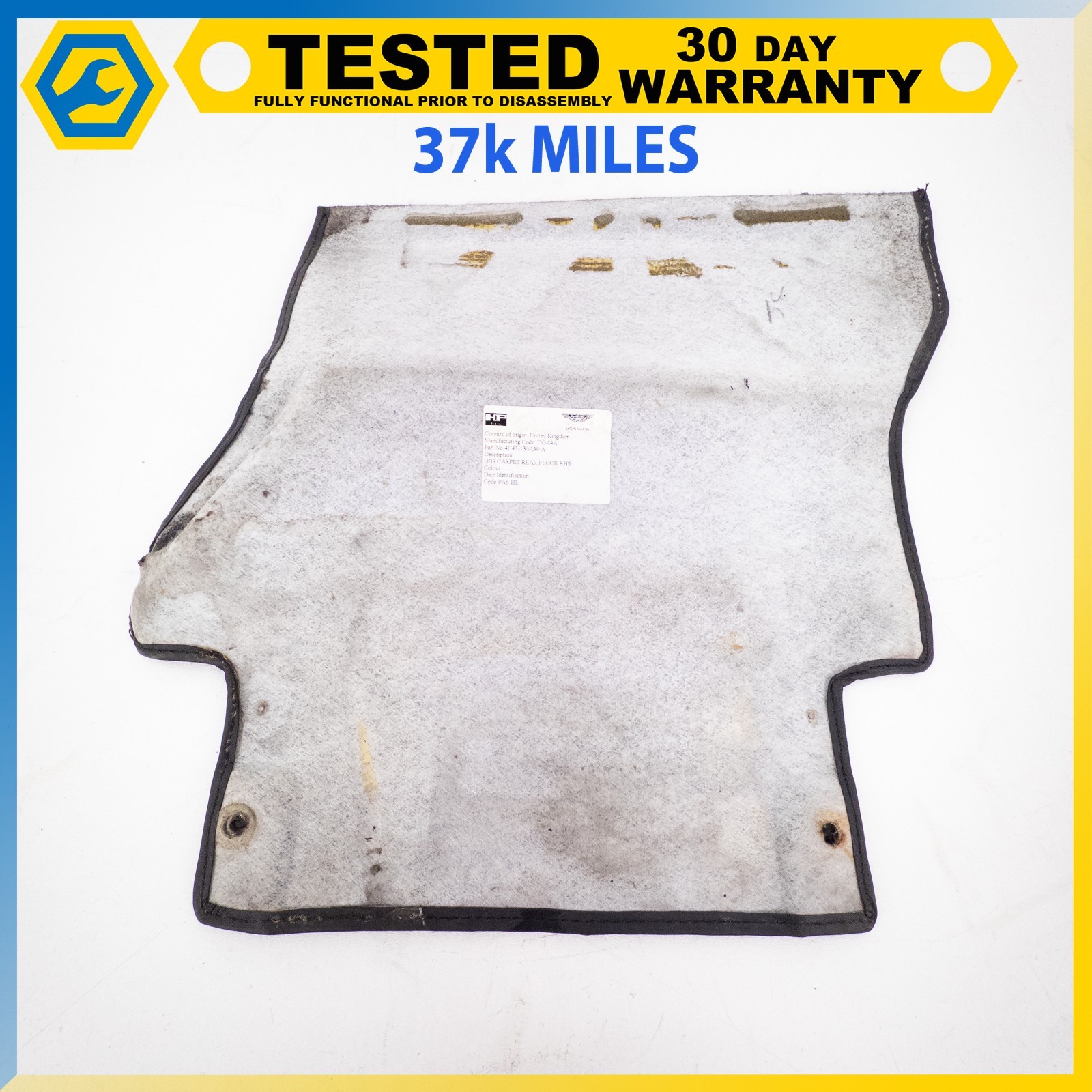 05-16 ASTON MARTIN DB9 FRONT LEFT & RIGHT SIDE FLOOR CARPET PANEL SET OEM