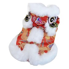Chinese Lion Dance Dog Costume, 2026 New Year Pet Lion Dance Coat Warm Clothes