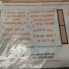 New Stik-ees for Creative Fun Plastic Decals Orange Letters And Numbers USA Made