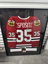Tony Esposito Chicago Blackhawks Framed and Autographed Jersey JSA COA