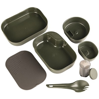 Wildo Camp-a-box oliv Campinggeschirr Outdoor Set Besteck Kunststoffgeschirr
