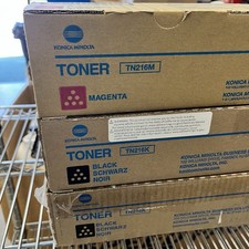 Genuine Set of 3 Konica Minolta TN216M Magenta  2x TN216K Black Toner Cart