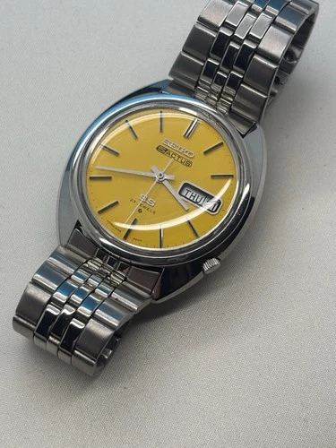 Seiko 6106-7003 5 Actus Vintage Gents Watch Yellow Dial Nice Condition