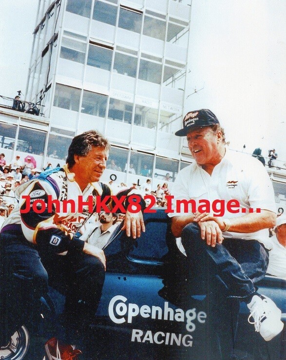 Late 1980s AJ Foyt/ Mario Andretti Sharing Conversation at Indy 500