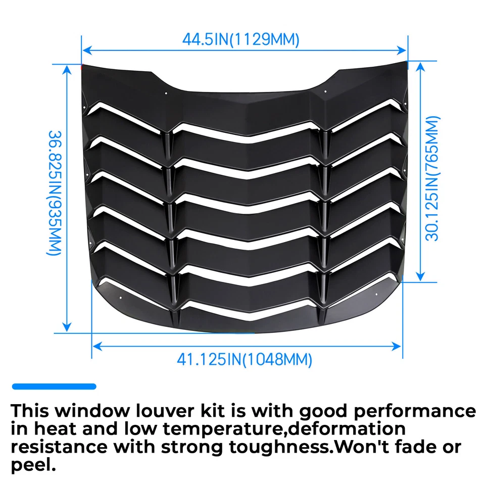 Fits 2015-2023 2019 2018 Ford Mustang Rear Window Louver Cover Sun Shade - ABS - Image 4 of 4
