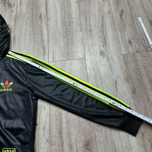 Vintage Adidas Chile 62 Zip Hoodie Track Suit Jacket Big Logo Black Mens Size S - Picture 8 of 10