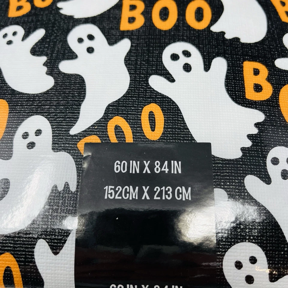 Mantel Cuisinart Halloween Peva 60”x84” Rectángulo Negro Naranja Fantasmas BOO Foto 3 de 4