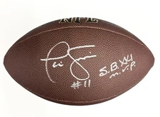 Phil Simms signed "SB XXI MVP" NFL Football NY Giants autograph (A)~ Beckett BAS