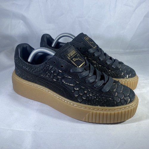all black platform pumas
