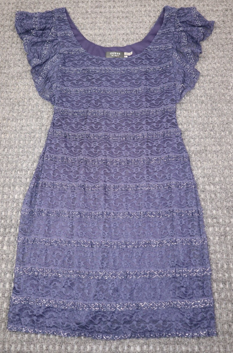 guess blue lace dress Flutter Sleeve Tiered Navy Women's Size 8 Bodycon Cocktail SIZE:US 10 YMAL-done Get glammed up with plus size black tie