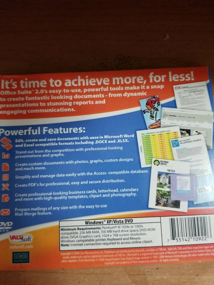 SUITE DE OFICINA 2.0 Hogar y Empresa (2008 Windows PC CD-ROM) NUEVO, PRECINTADO. Foto 2 de 2