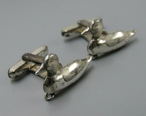 Beautiful Mens Vintage Jewelry MALLARD DUCK MESH WRAP AROUND CUFFLINK MM43 - Picture 2 of 5