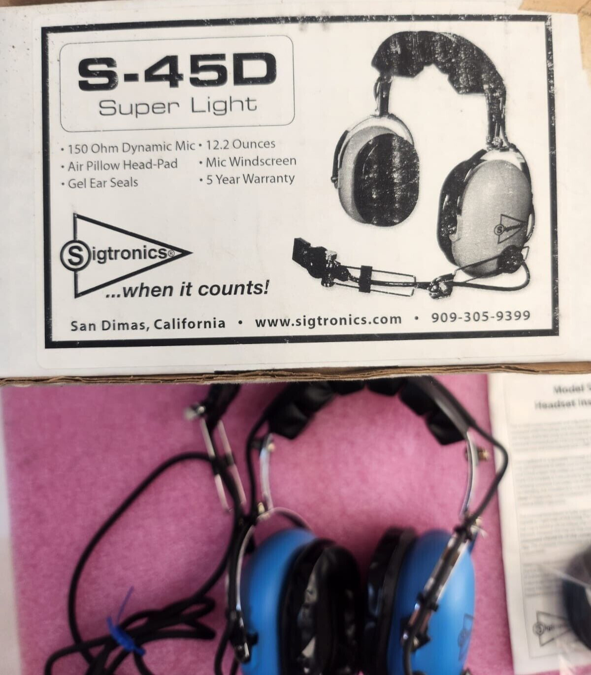 Sigtronics headset S-45D