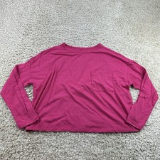 Colsie Womens Size Large Long Sleeve Shirt Pink Pocket Front Crop Top