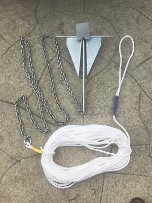 2,5KG Danforth Style Bootsanker Kit 2m 6mm Kette 100ft 7mm Seil