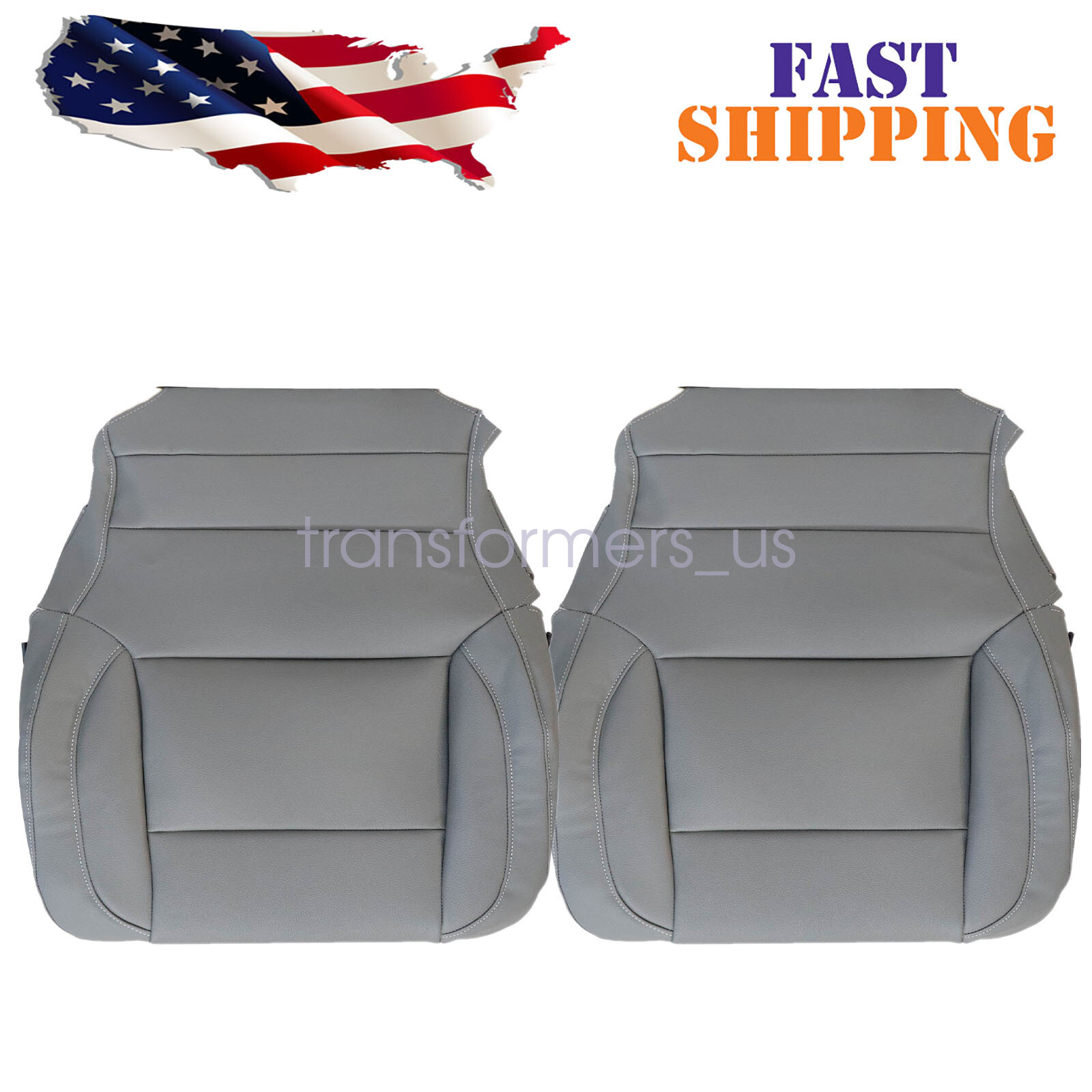 Fits 2014-2019 Chevy Suburban Driver & Passenger Bottom Seat Cover Dark Ash Gray