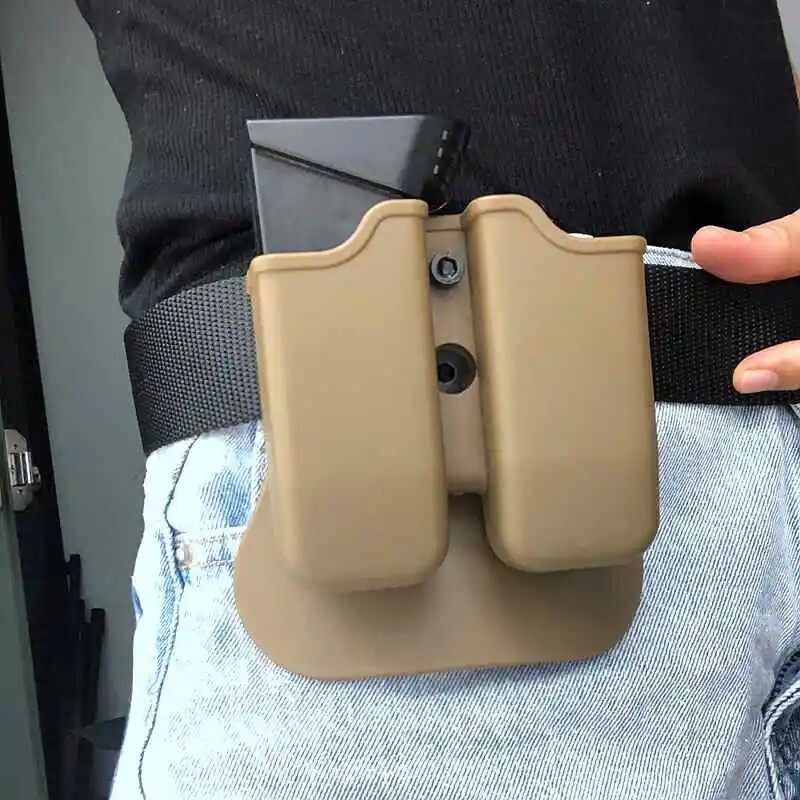 Double Magazine 9mm Holder Universal Paddle Magazine Pouch Case Hunting Tactical-image