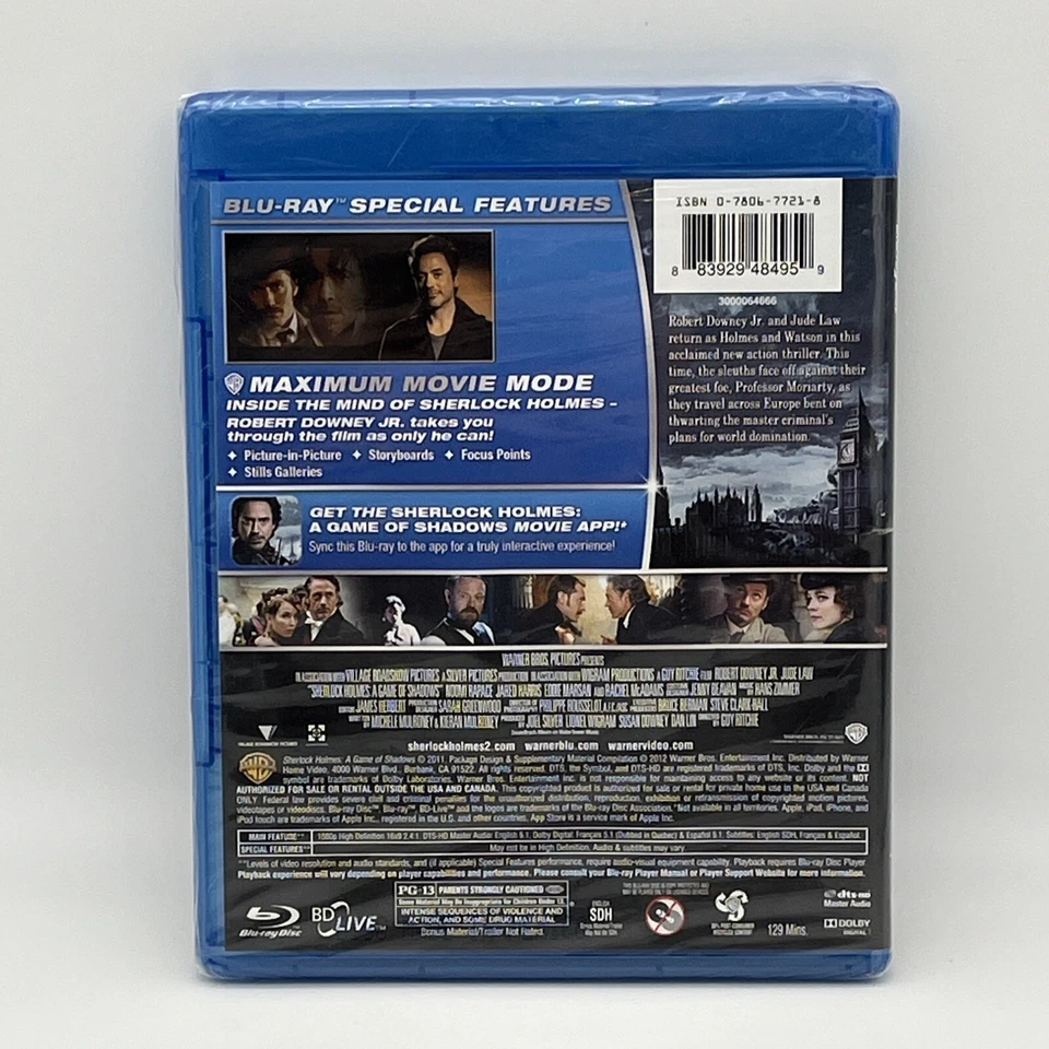 Sherlock Holmes - A Game Of Shadows (Blu-Ray 2011) Brand New Sealed - Image 2 of 2