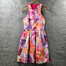 ASOS Womens Dress Size 10 Pink Purple Orange Floral Textured A-line Sleeveless