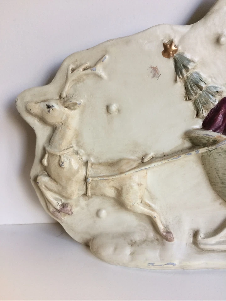 Primitive Antique Tin Style Santa Sleigh Reindeer Silver Resin Chocolate Mold - Image 3 of 4