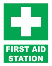 Sign Adhesive Quality Sticker Decal Notice First Aid Station Area