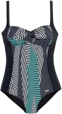 Sunseeker Damen Badeanzug Softcups Unterbrustgummi Schwarz-Türkis 44 Cup E J5314