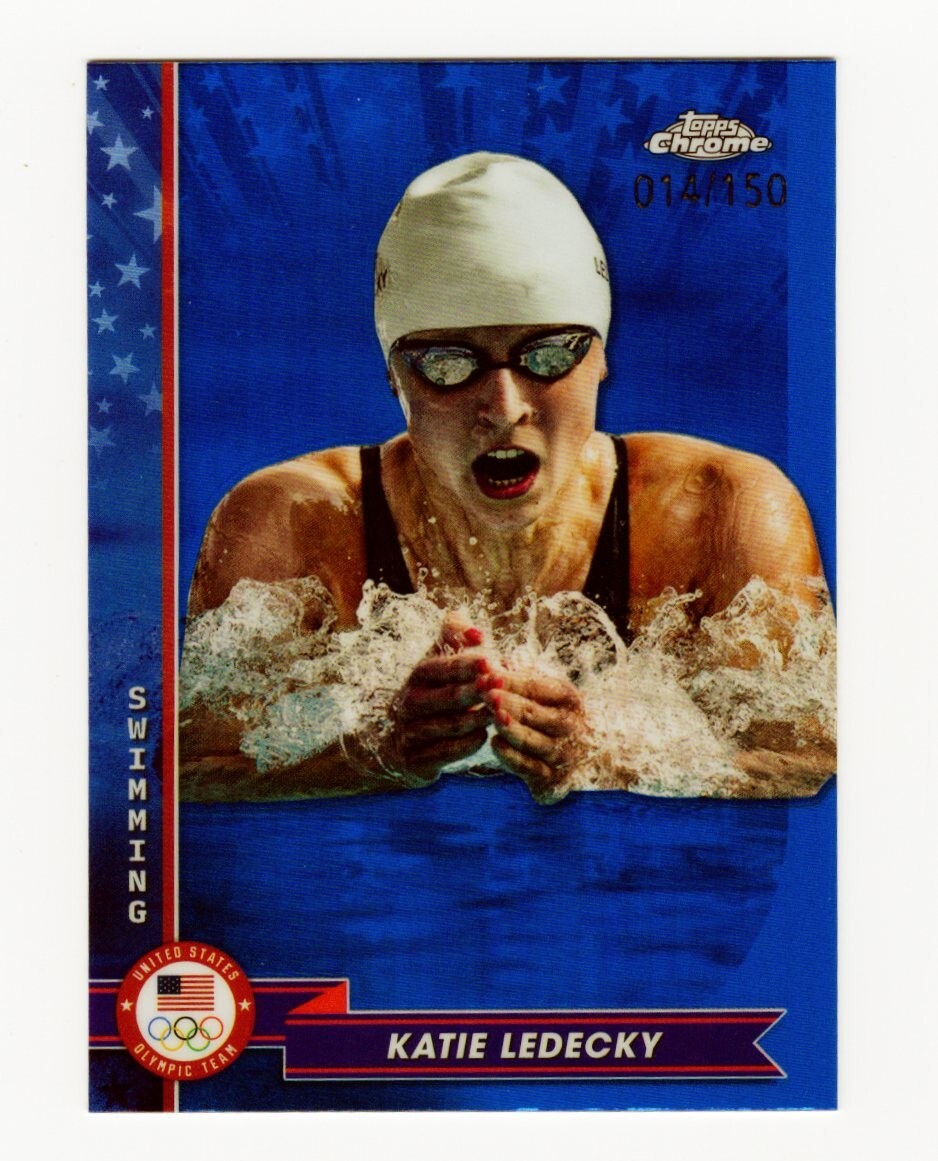2024 Topps Chrome U.S. Olympic Katie Ledecky #1 Blue Refractor  014/199