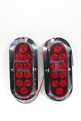 Partsam 2PCS Trailer Truck Boat Bus Red LED 6" Inch Oval Stop Turn Tail Brake Light DOT Certified Marker Lights Sealed Surface Mount 12V Waterproof IP65 Replacement For Trailer RV Trucks In - Foto 7