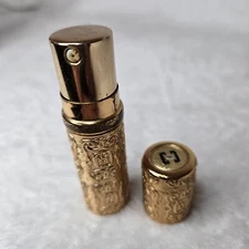 Compact Perfume Bottle Refillable Caron Corp. NY Fleurs De Rocaille Empty Gold