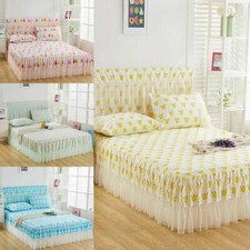 Lace Bed Skirt Pillowcases Bed Head Cover Bedding Dust Cover for Full Queen King