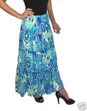 Lark Lane Royal Floral Peasant Drop Waist Skirt Size L, XL New Msrp 64.00