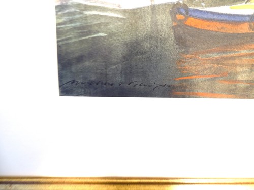 Venice Rio dei Carmini Italy modern art original watercolour painting sign frame - Picture 2 of 9