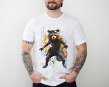 Rocket Raccoon Action Pose Guardians Of The Galaxy Father's Day T-SHIRT Us Size