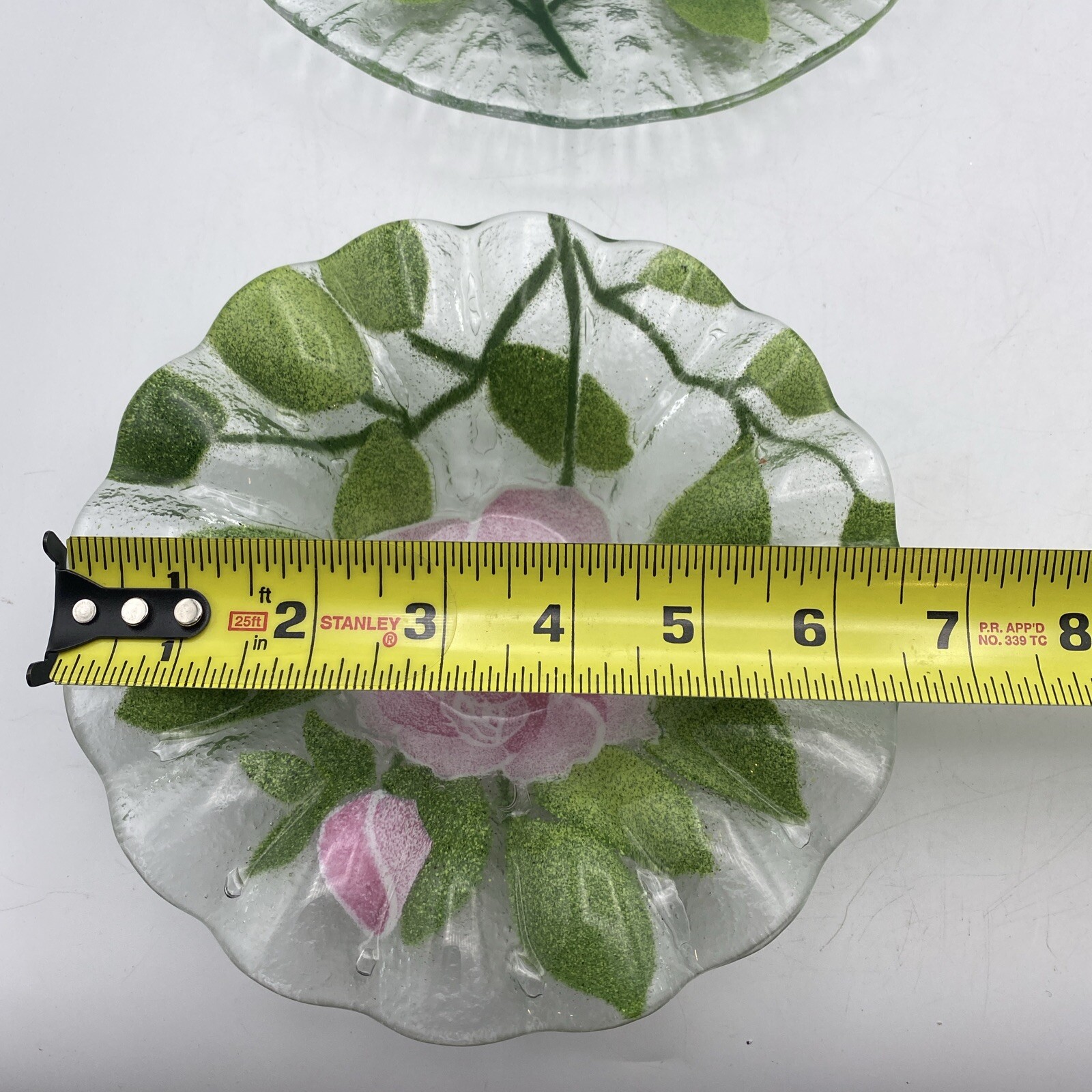 Lot Of 2 Sydenstricker Art Glass Rose Plate And Bowl