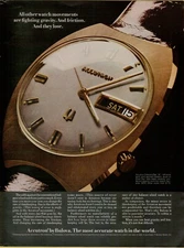 1969 Bulova Accutron Date and Day "M" Watch Most Accurate Photo Vintage Print Ad