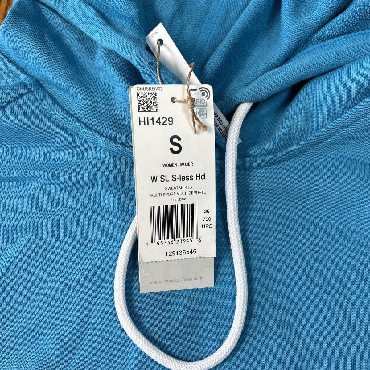 Adidas Women's Sleeveless Hoodie/sweatshirt Blue NWT Small S