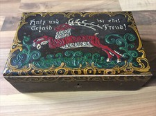 Zigarrenkiste Kassette Kasten Truhe Jagd um 1900 Jagdmotiv Hatz und Gejaid