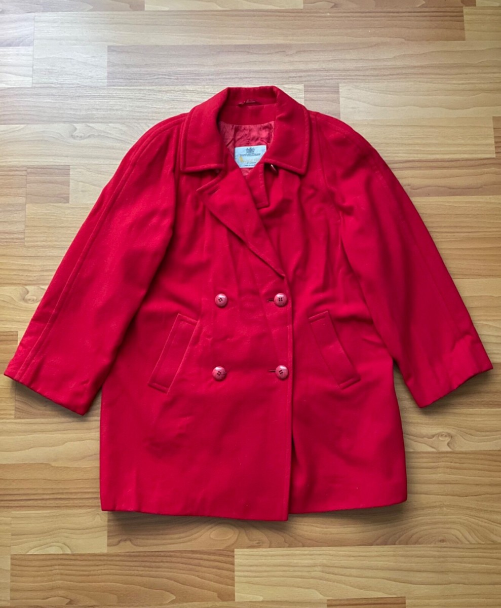AQUASCUTUM Wool Trench Coat Double Breasted Vintage Red | eBay