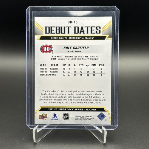2022-23 UD Series 1 COLE CAUFIELD #DD-18 Debut Dates RC Rookie - MTL Canadiens - Picture 2 of 4