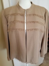 Womens Juliana Collezione Cropped Tan Lined Blazer Fringe Detail US16 USA