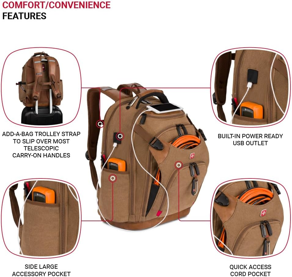 Tool Bag Backpack, Fits up to 17-Inch Laptop, Work Pack PRO, Brown Canvas |  eBay
