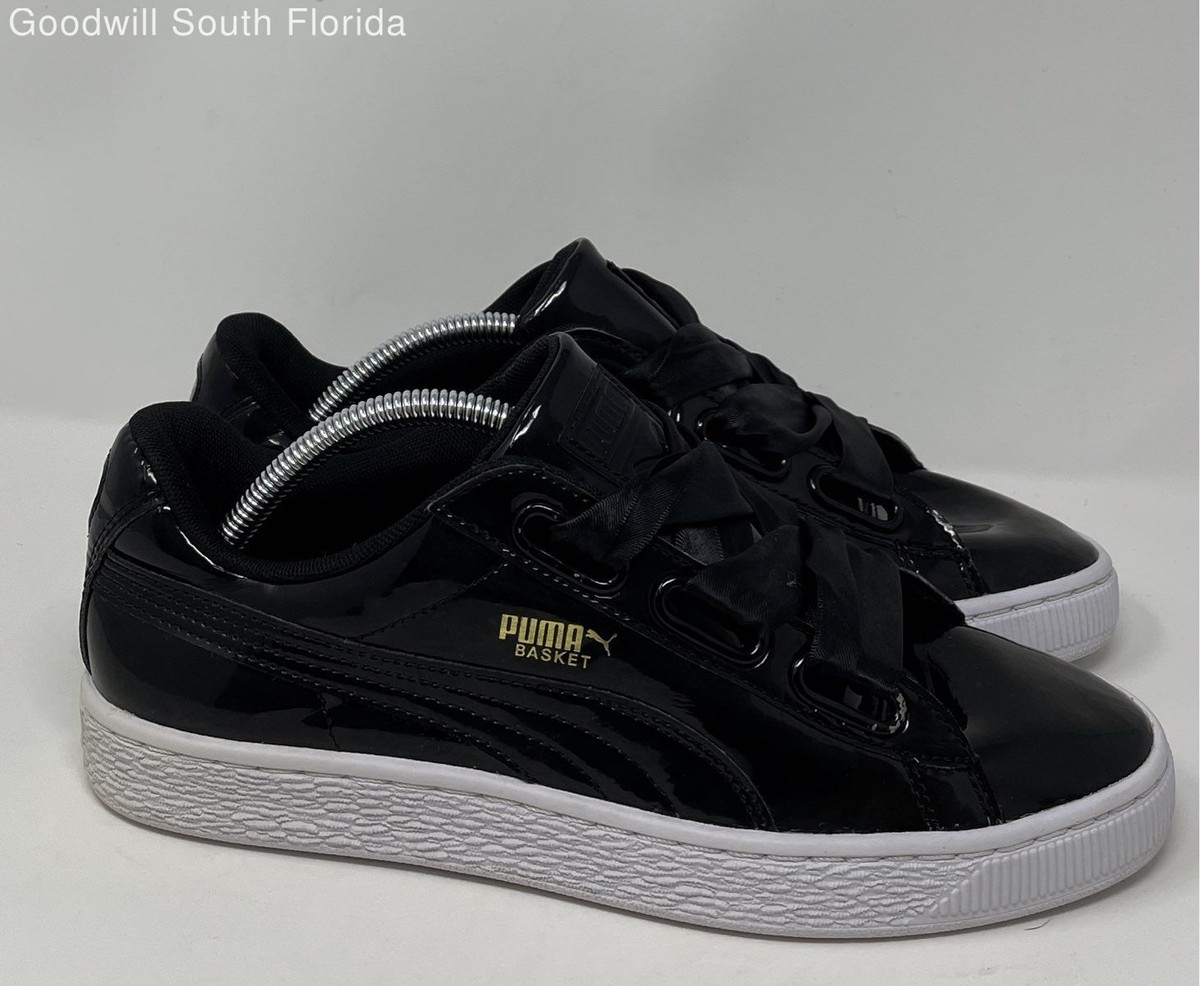 European Energy Tenis Puma 2018 Feminino Puma Women's Basket Heart 363073  01 Black White Lace-Up Sneaker